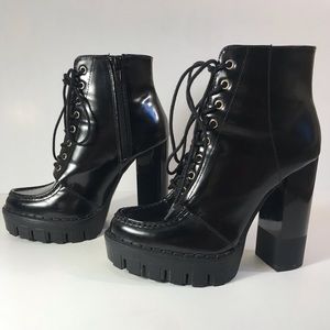 Zara Lace-Up Chunky Heel Ankle Boots